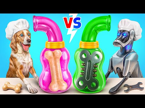 Видео: Кулинарный Челлендж: Я против Бабушки Робот-Собака против Собаки | Смешные Челленджи Multi DO Smile