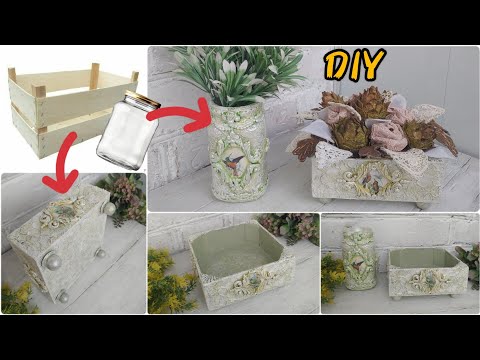 Видео: БЕРЕМ ЯЩИК, СТЕКЛЯННУЮ БАНКУ И превращаем их в красоту! / #diy #art  #handmade #craft