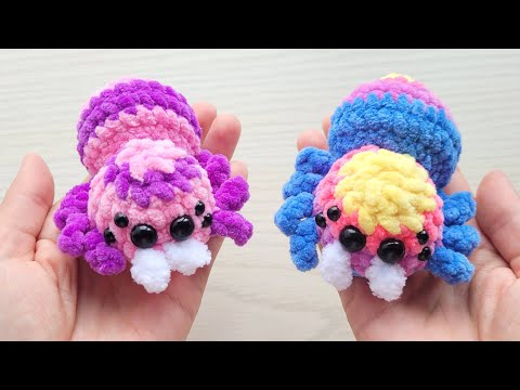 Видео: Паучок вязаный крючком из плюшевой пряжи🕷🌺 crochet spider🌺Gehäkelte Spinne