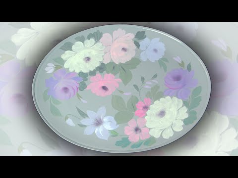 Видео: Замалевок. Лариса Гончарова из Жостово. Букет на сером фоне. Кованый Жостовский поднос