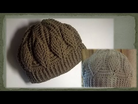 Видео: Шапочка с  объемными  листьями крючком/Crochet hat