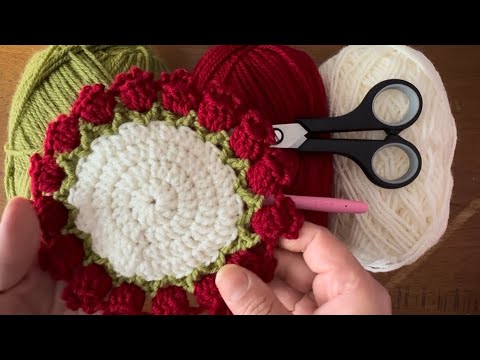 Видео: Схема вязания крючком подставки под кофе в виде розы | Схема для начинающих
