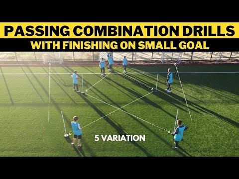 Видео: Передача комбинированных упражнений с завершением по малым воротам | 5 вариаций