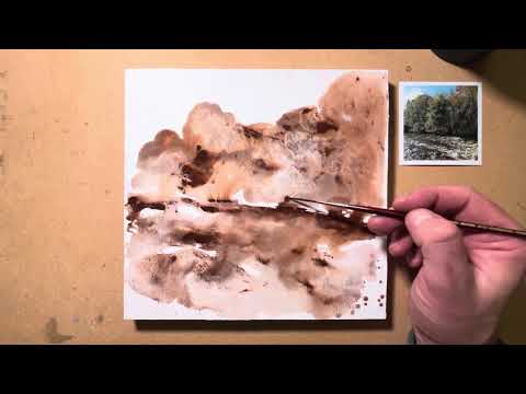 Видео: Использование супергранулированной акварели Daniel Smith для создания полуабстрактного пейзажа