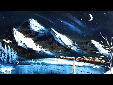 Видео: Как да нарисуваме Зимна нощ с маслени бои
