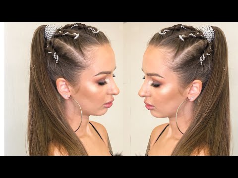 Видео: СТИЛЬНАЯ ПРИЧЕСКА С ПЛЕТЕНИЕМ | FASHION хвост с фурнитурой | Ariana Grande Hairstyle