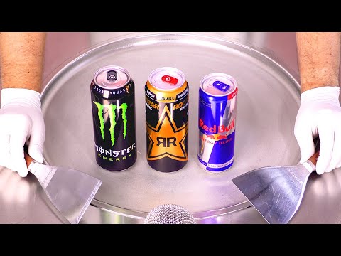 Видео: Я превращаю энергетические напитки в роллы с мороженым! (-30°С) | Не разговаривать | АСМР