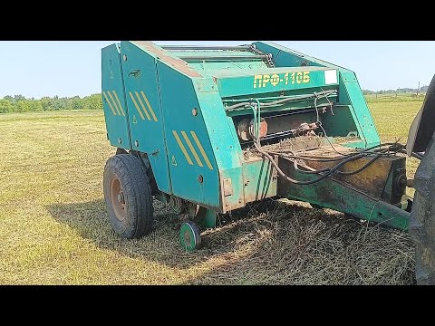 Видео: уборка сена и рождение рулонов, Пресс-подборщик рулонный ПРФ 110Б