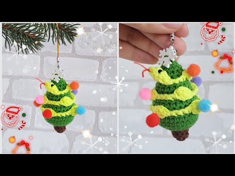 Видео: 🐍Змейка брелок на елочке из полухлопка крючком🎄crochet snake 🐍gehäkelte Schlange