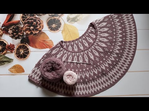 Видео: Джемпер жаккард крючком. Часть 8. Росток, подрезы.