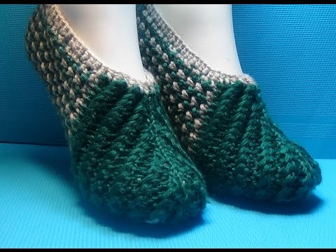 Видео: Вязание спицами домашние тапочки #91