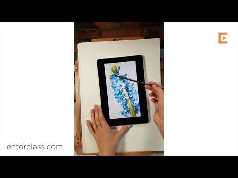 Видео: Синий цвет в ботанической акварели. Рисуем цветы, используя желтый, зеленый и синий цвет.