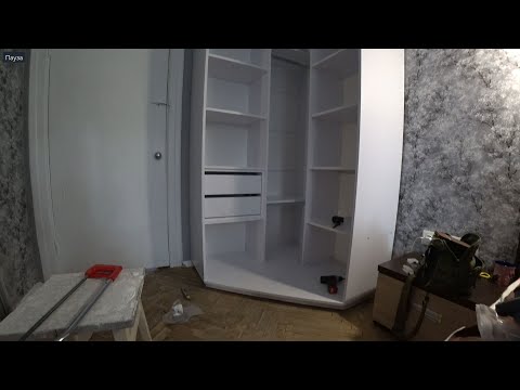 Видео: Угловой шкаф купе. Белый. 1100х1100  Киев