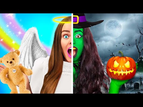 Видео: МЫ СТАЛИ ВАМПИРОМ АНГЕЛОМ И ВЕДЬМОЙ! Кто сделает образ на Хеллоуин лучше!?