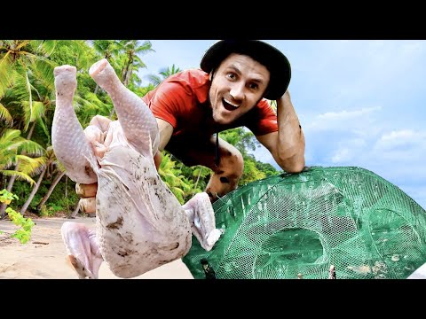 Видео: ЛОВЛЯ КРАБОВ НА КУРИЦУ. 24 ЧАСА ВЫЖИВАНИЕ НА ОСТРОВЕ. ЛОВУШКИ ALIEXPRESS