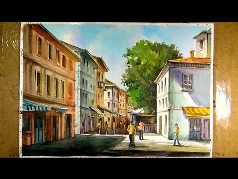 Видео: Акварельная живопись солнечный свет на улице