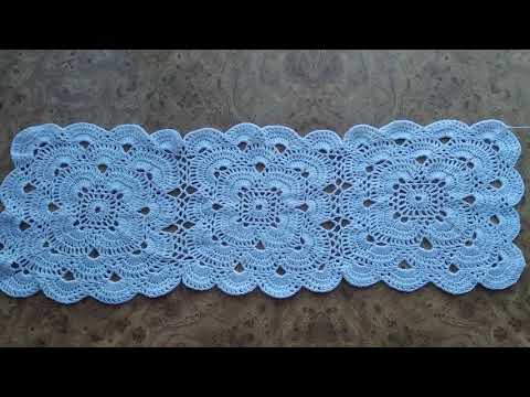 Видео: Как связать прямоугольную скатерть крючком. Применяем узор для квадратной скатерти.