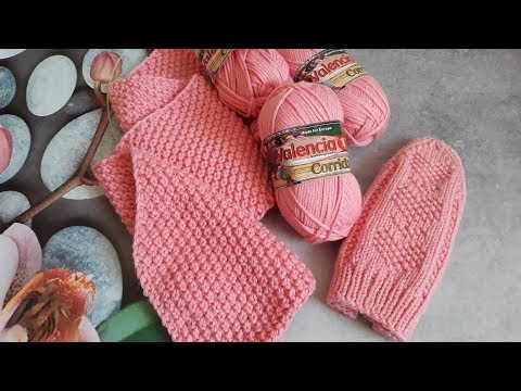 Видео: Комплект "Нежность". Шапка, шарф, варежки спицами. Часть 3. Шарф.