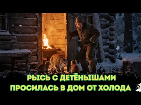 Видео: Замерзающая рысь и ее три детеныша просятся войти в дом  То, что делает мужчина ШОКИРУЕТ!