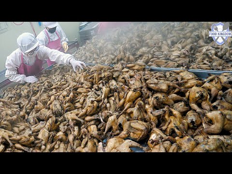 Видео: Экстремальная работа! Корейский куриный суп продается по 4000 штук в день/ Корейская пищевая фабрика