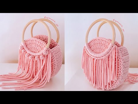 Видео: Обзор материалов для вязания круглой сумки с элементами макраме