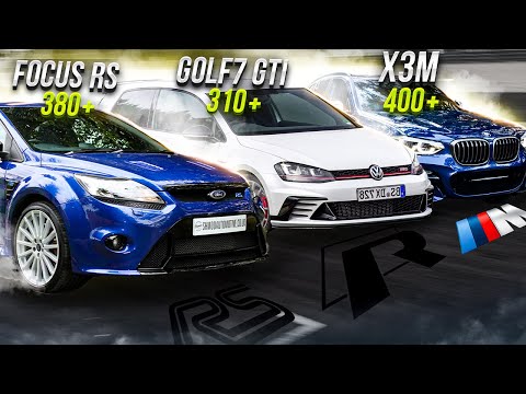 Видео: Ford Focus RS 380лс ПРОТИВ BMW x3m, Panamera 4, Golf GTI, BMW m6 v10