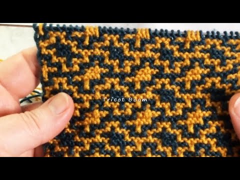 Видео: Абстрактный узор для мозаичного полотна. Вязание спицами.