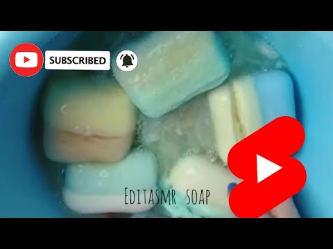 Видео: 5 , 2 colour soaked soaps 🧼 with water 💦 yammy and satisfying soaps video 🧼 #soaked #асмрsoap #soap 