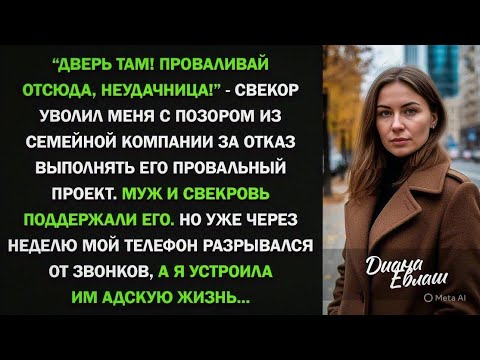 Видео: Свекор уволил меня из компании за отказ от его проекта, но уже через неделю