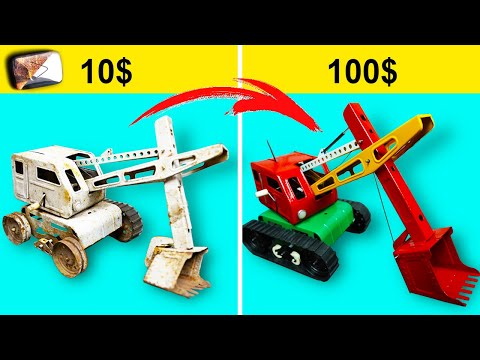 Видео: Реставрация советского игрушечного экскаватора за 4 минуты.