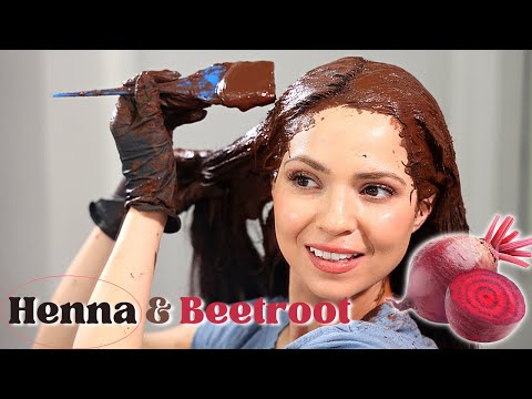 Видео: Окрашиваем седые корни хной и свеклой | Яркий красный цвет | Натуральная красная глина