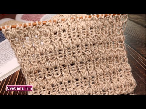 Видео: Легкий Узор спицами "Бутоны" на основе резинки для шарфика, шапочки / ВЯЗАНИЕ СПИЦАМИ
