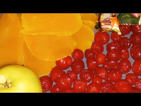 Видео: Вкусняшки!😋 / Вяленые фрукты, яблоко, конфеты...🥭🍒🍏🍬☕️ / АСМР итинг / ASMR eating