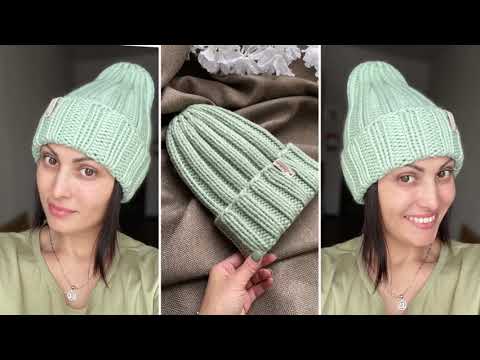 Видео: Шапка крупной вязки резинкой 2/2 (пряжа Big Wool от фирмы Rial Filati)