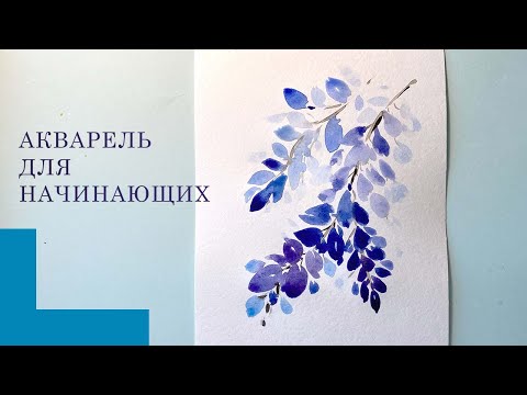 Видео: Картина акварелью для начинающих 🔴  Рисуем цветущую глицинию