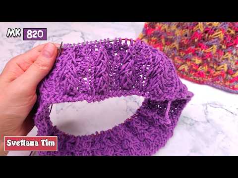 Видео: Узор спицами: по кругу и поворотными рядами! Идеален для меланжевой пряжи! 🎨✨