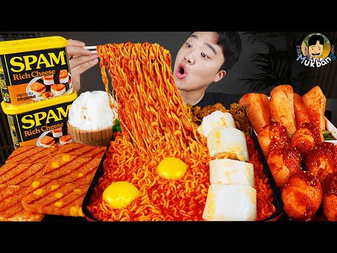Видео: ASMR MUKBANG | Корейская домашняя еда, острая лапша, Сырный спам, Кимчи рецепт блюда