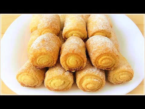 Видео: Простой рецепт вкусного печенья!  Печенье "Сахарные трубочки"