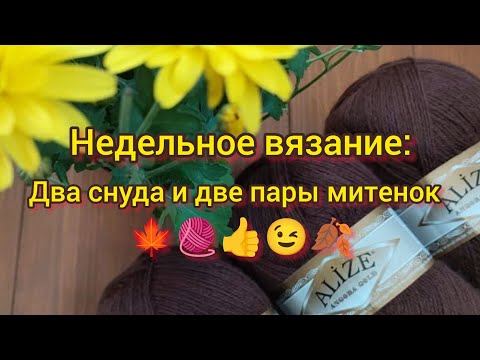 Видео: Недельное вязание. ✨🧶 ДВА СНУДА И ДВЕ ПАРЫ МИТЕНОК. Обзор. 👍😉