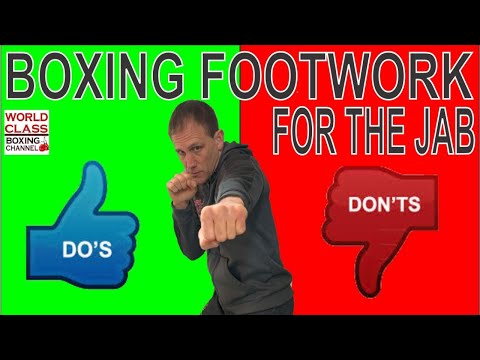 Видео: Что можно и чего нельзя делать, когда вы двигаете ногами в боксе при нанесении джеба