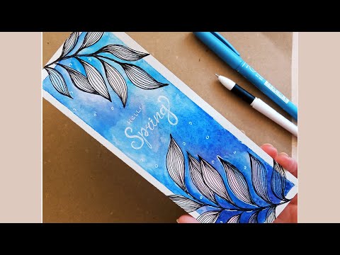 Видео: Spring card / How To Draw A spring card / Liner. Watercolor / Рисуем весеннюю открытку