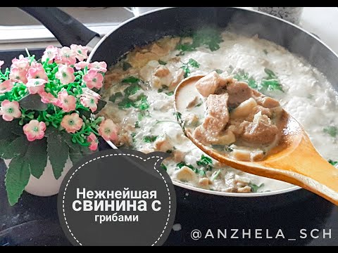Видео: Свинина с грибами в сливках. Очень вкусно! Soße