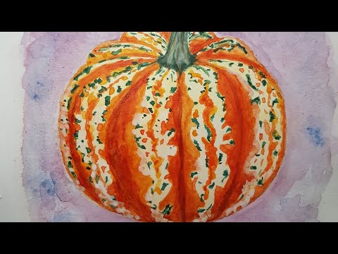 Видео: Тыква и соль. Акварель.