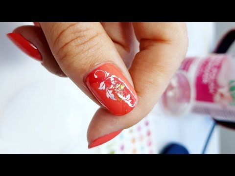 Видео: Коралловый с вензелями/маникюр обычным лаком