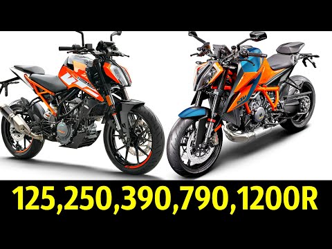 Видео: 🔶 Вся Линейка KTM Duke - 125 ,200 ,250 ,390 ,690 ,790 ,990 ,1290 R 😜!