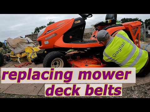 Видео: Замена ремней косилочной деки на Kubota GR2120