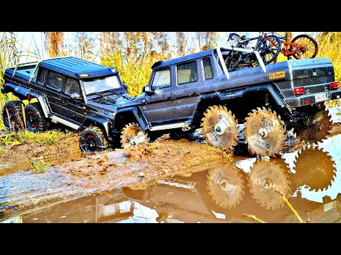 Видео: ГЕЛЕНДВАГЕН 6х6 на ПИЛАХ, против СТОК! ... RC OFFRoad Traxxas TRX-6