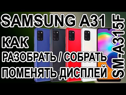 Видео: Как разобрать, как поменять дисплей на телефоне Samsung A31 SM-A315F