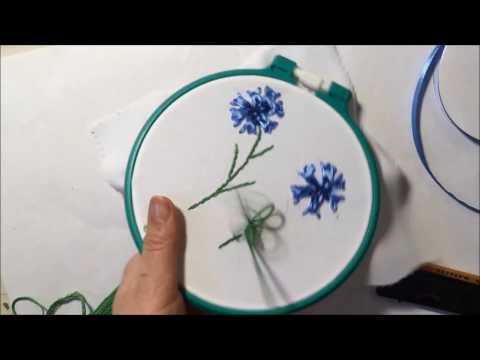 Видео: Василек вышитый лентами / Cornflower embroidered with ribbons