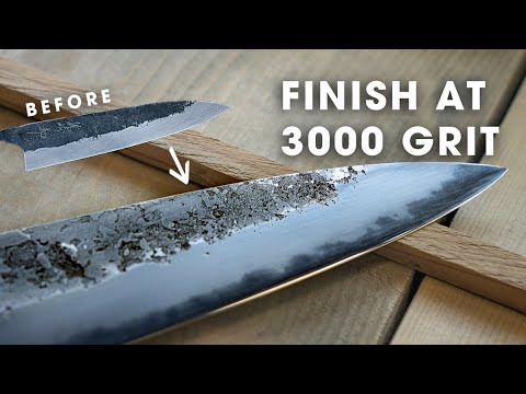 Видео: На пути к заточке kasumi finish с зернистостью 3000, перед использованием натурального камня — ча...